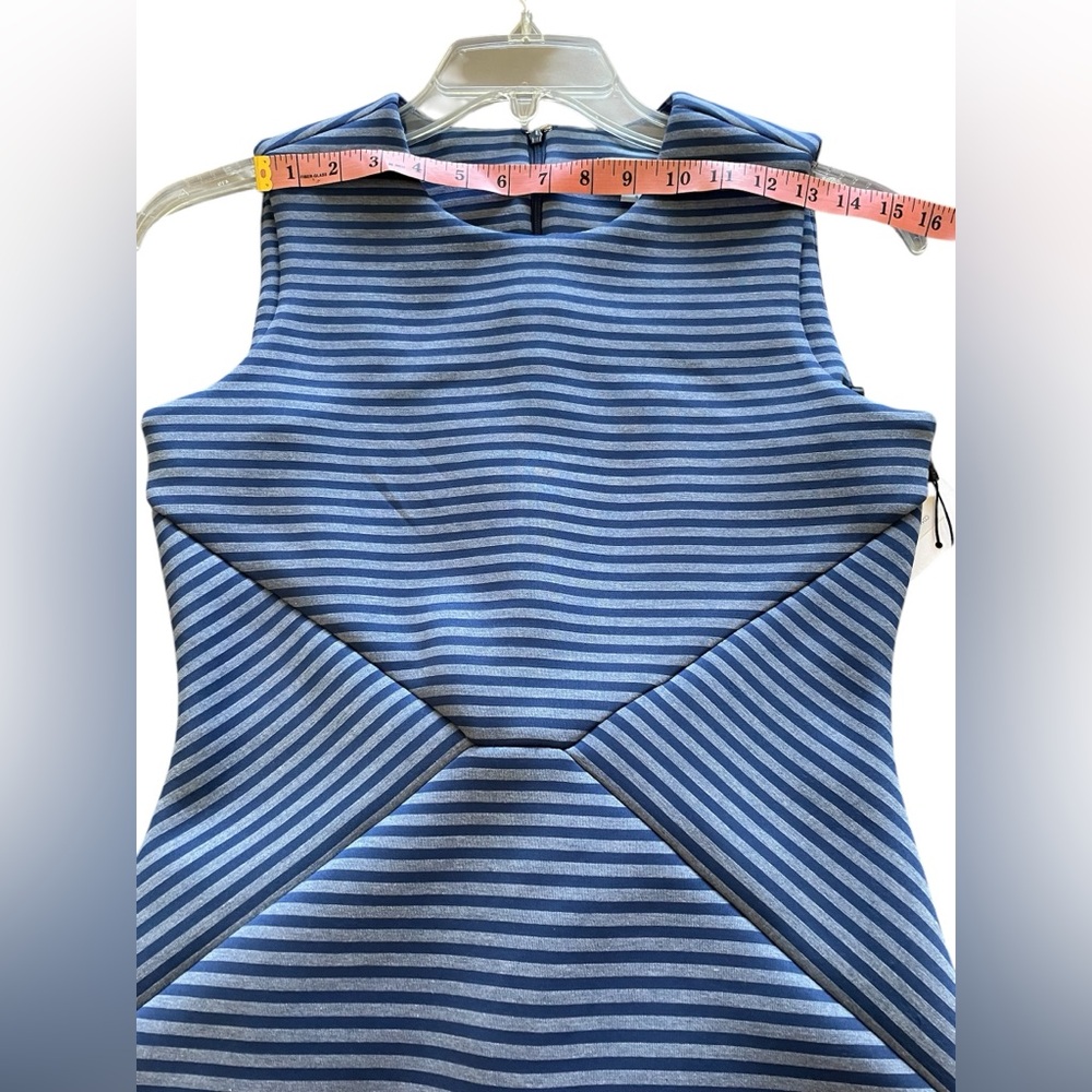 NWT Calvin Klein Blue striped scuba sheath midi dress, 6 - Picture 9 of 11